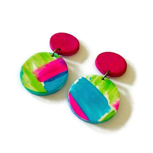 Summer Statement Earrings in Neon Pink Green Blue