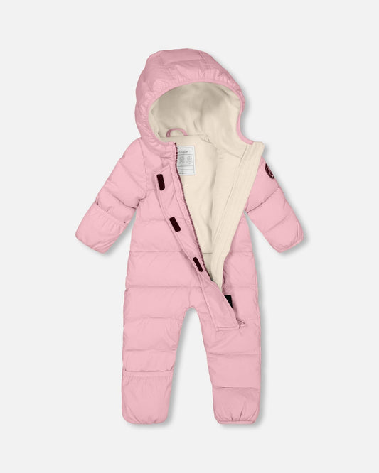 One-Piece Baby Cloud Packable Snowsuit Designed For Car Seat Pink