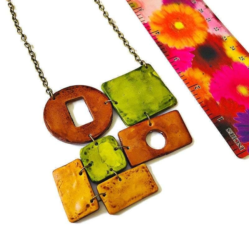 Trendy Earth Tone Earrings in Brown, Yellow and Green- "Dani"