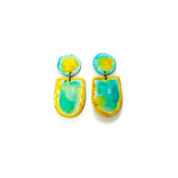 Pastel Clip On Earrings Handmade & Painted