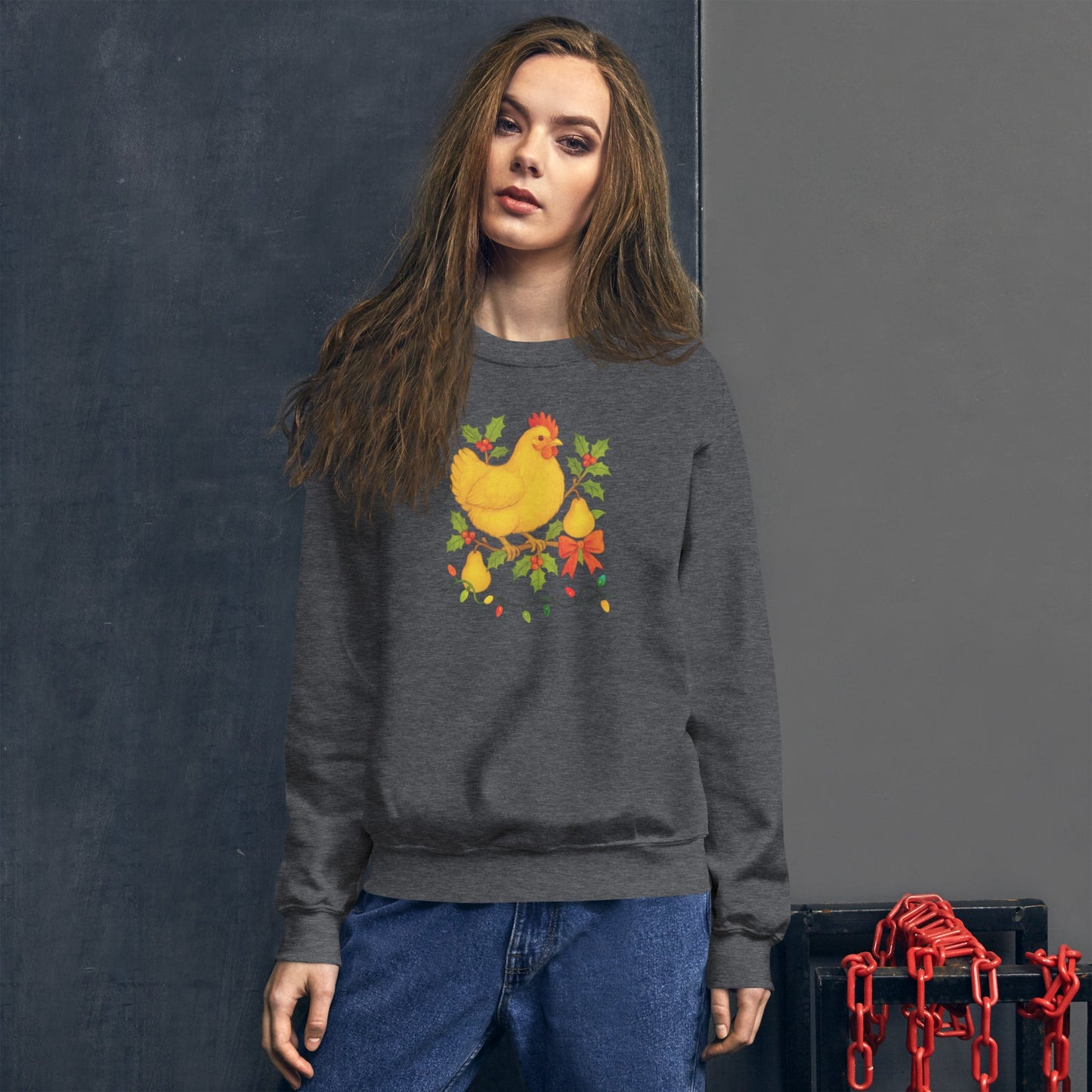 Chickmas Oprington in a Pear Tree Unisex Premium Sweatshirt