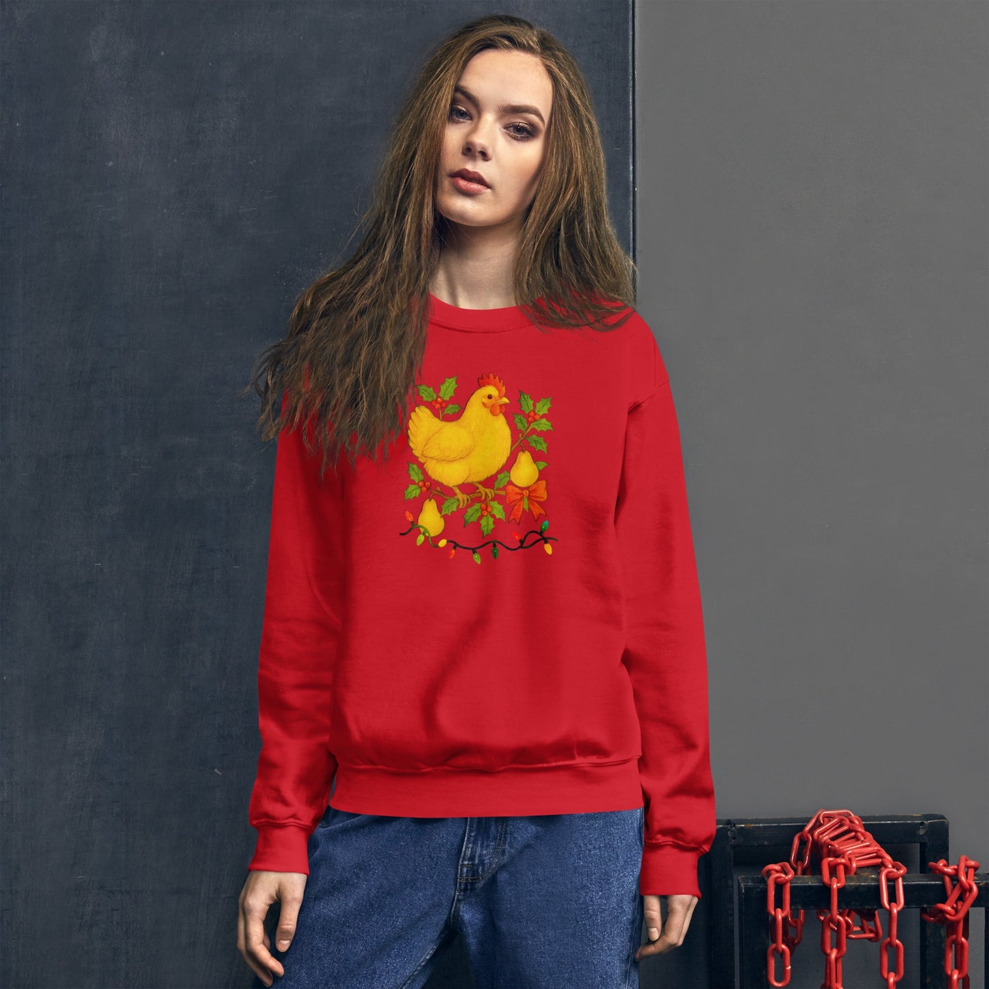 Chickmas Oprington in a Pear Tree Unisex Premium Sweatshirt