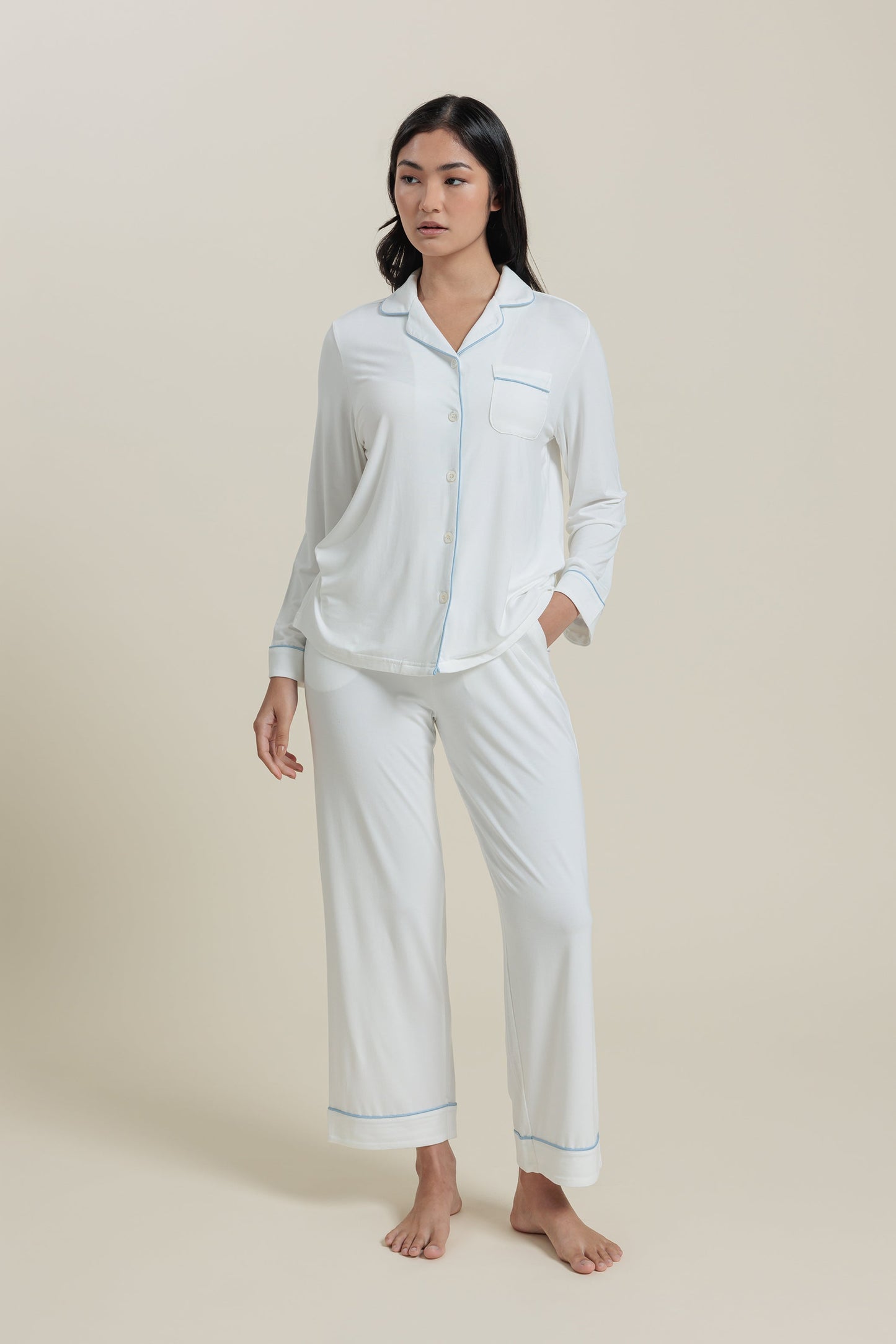 Sleepwear Set <br/>Bamboo Button-Up Cropped Pajama Set