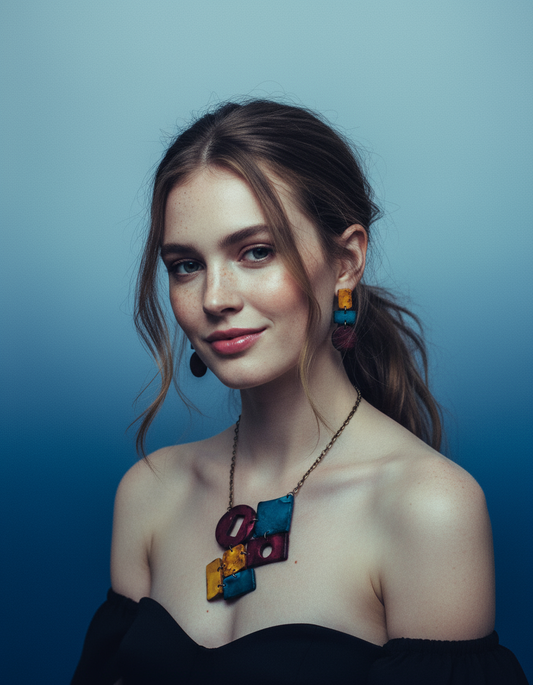 Long Geometric Drop Dangle Earrings, Post or Clip On – Handmade