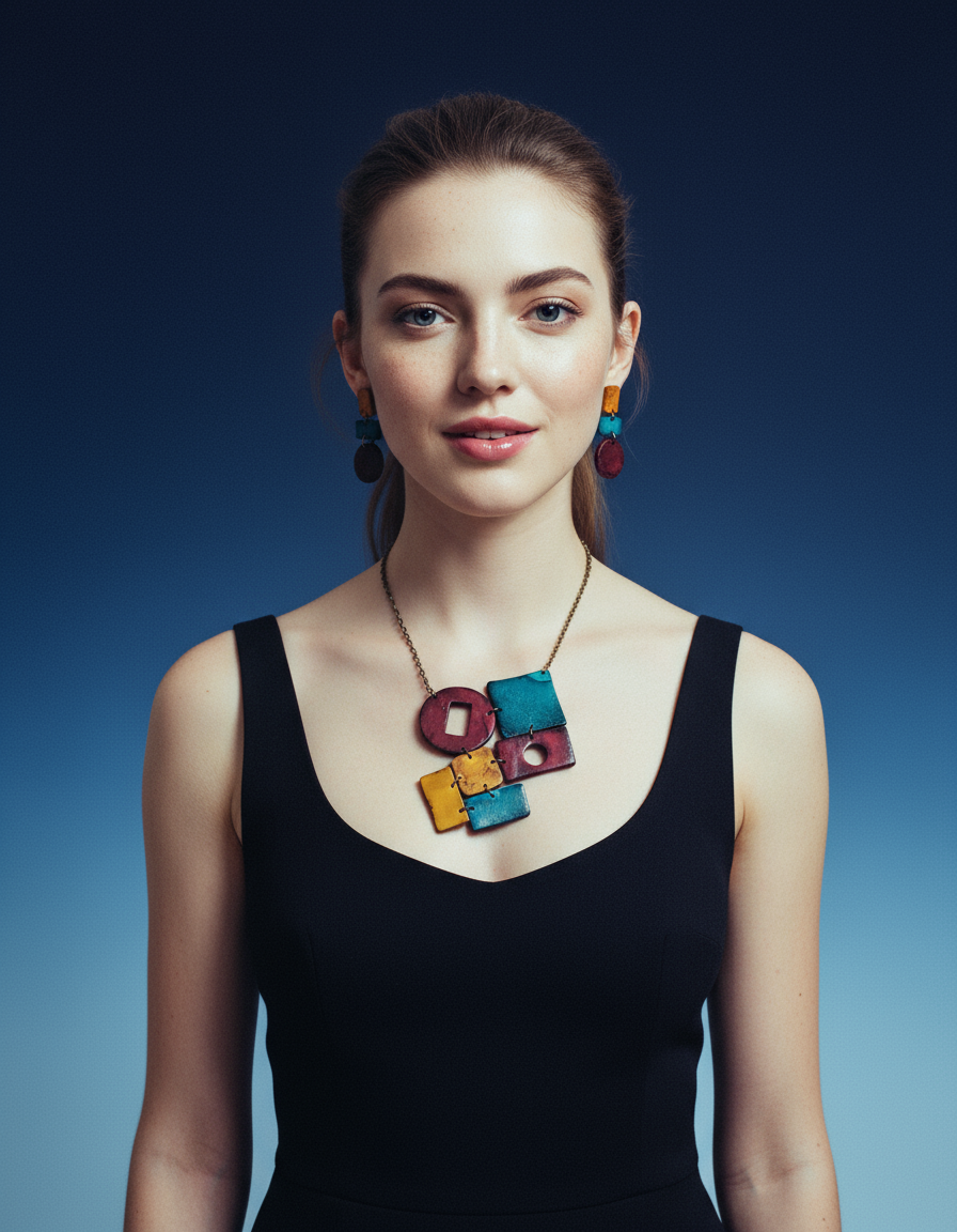 Long Geometric Drop Dangle Earrings, Post or Clip On – Handmade