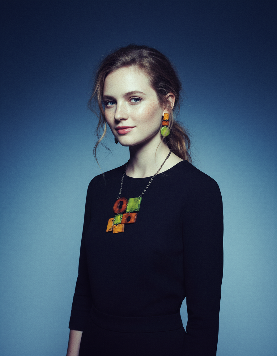 Geometric Statement Necklace, Earth Tones, Handmade Polymer Clay