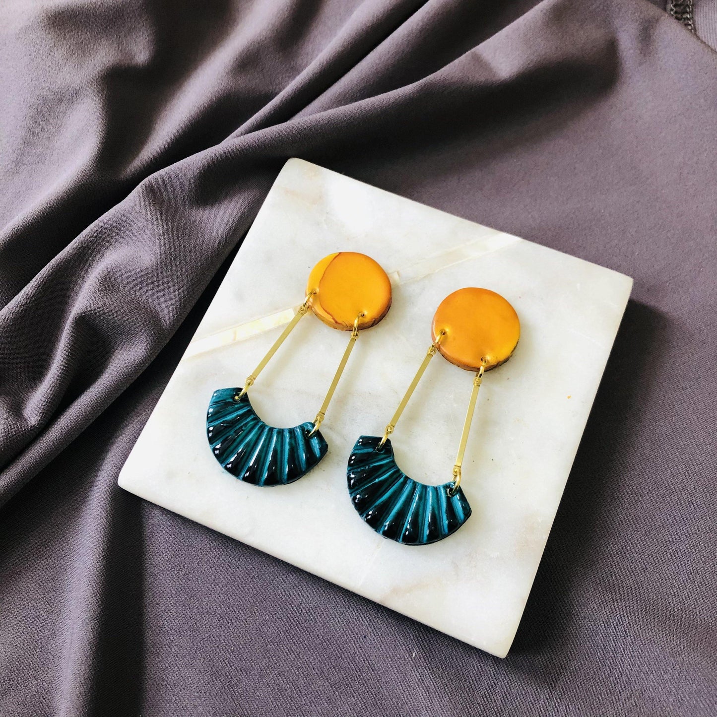 Long Art Deco Statement Earrings, Post or Clip On – "Kia"