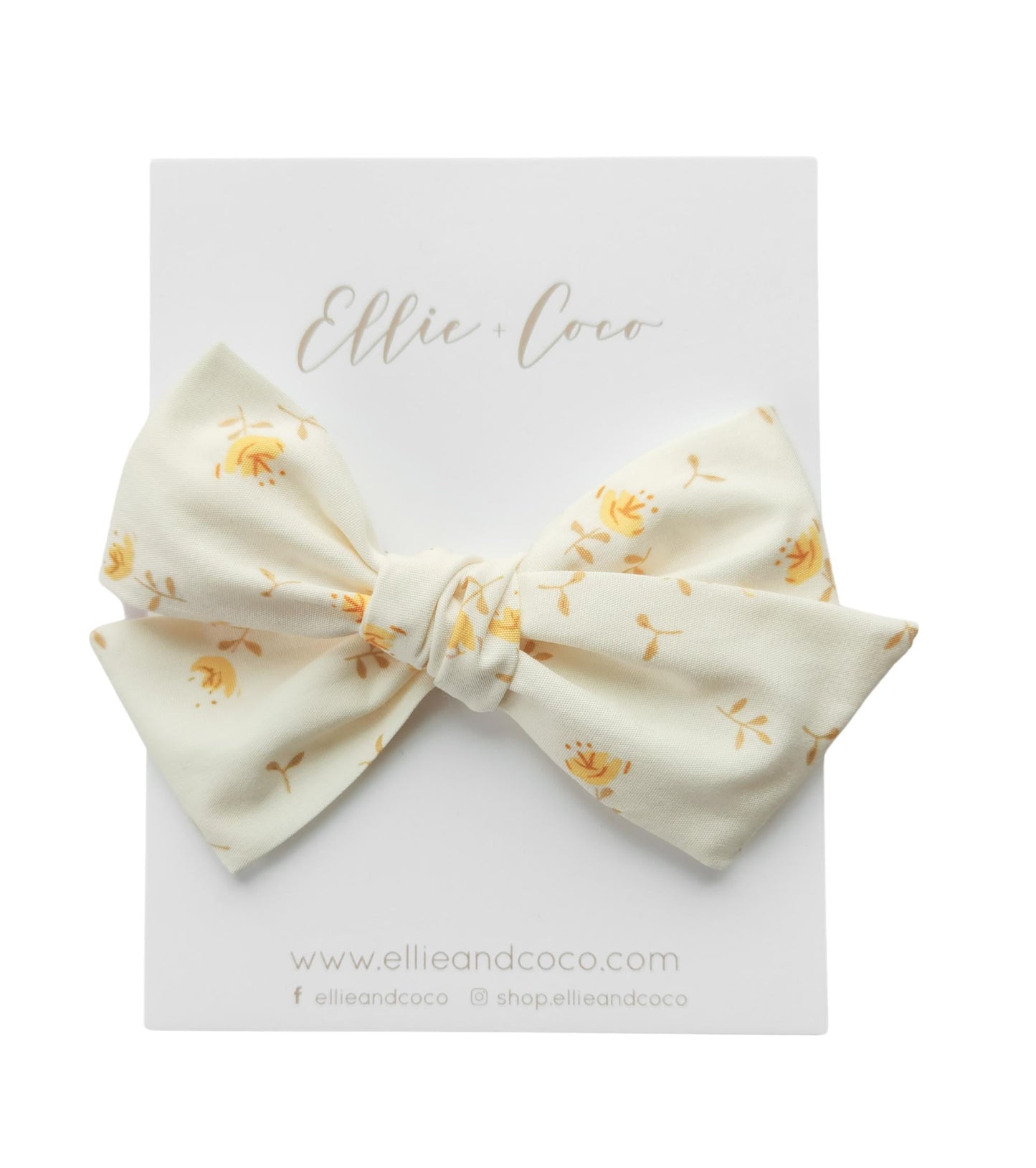 Yellow Flowers on Cream Oversize Bow
