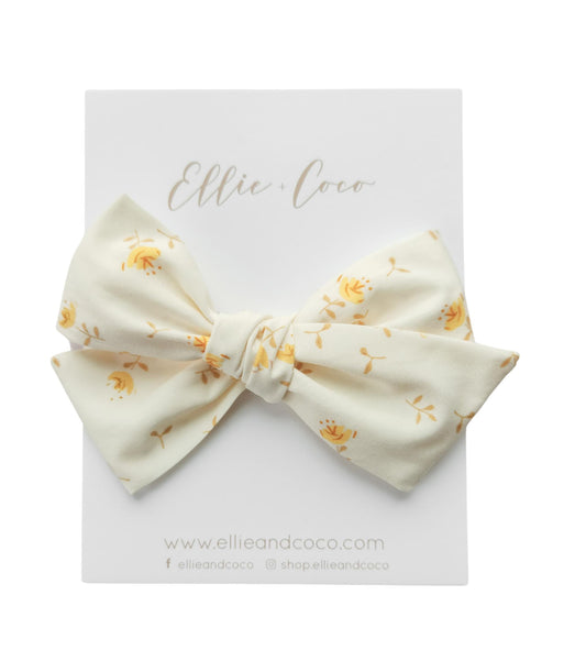 Yellow Flowers on Cream Oversize Bow